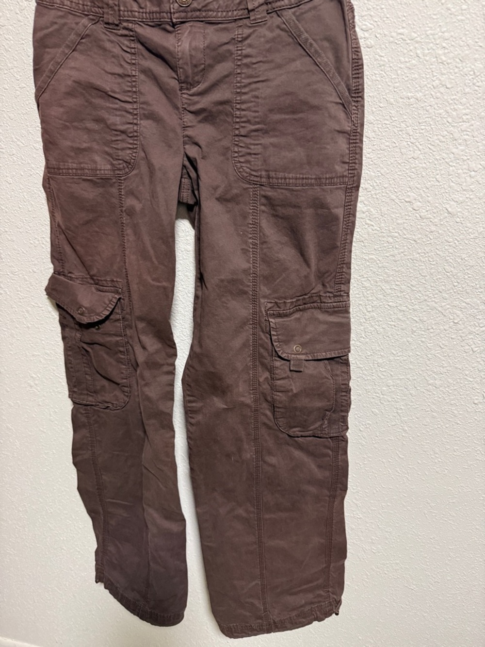 Garage Brown Low Rise Wide Leg Cargo Pants Size 1 Utility Streetwear Y2K - Picture 5 of 7